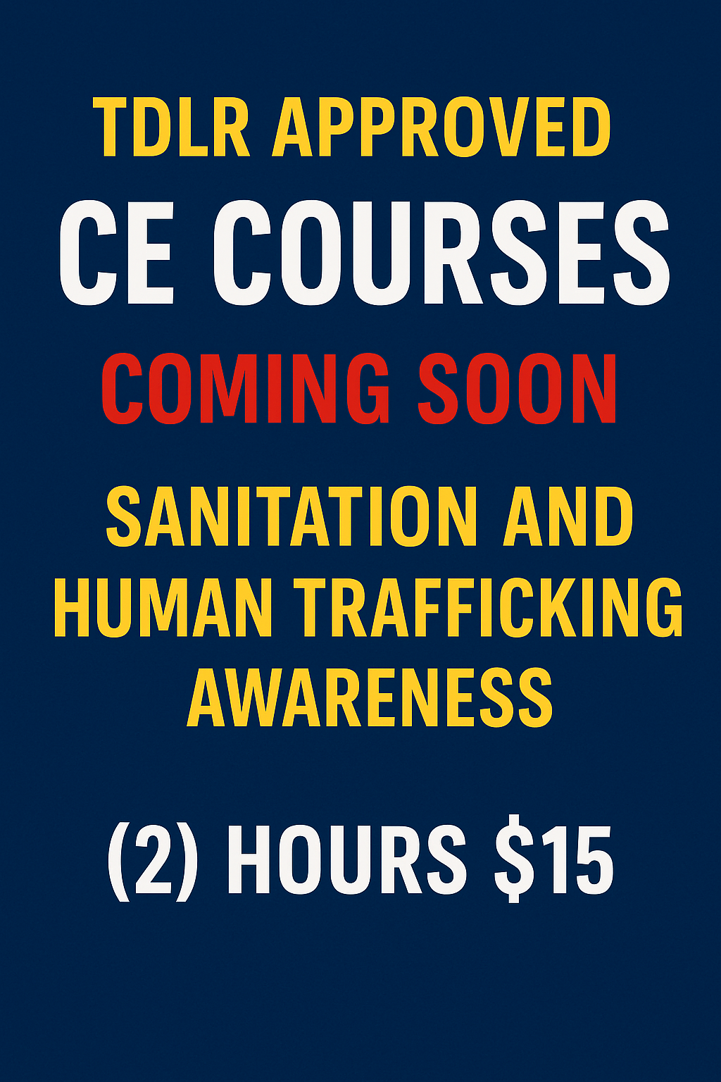 CE Sanitation and Human Trafficking Course